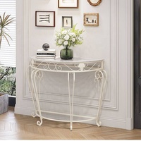 Console d'entrée nordique en fer forgé avec plateau en bois, table demi-hauteur moderne de luxe léger pour couloir d'hôtel, villa et salon