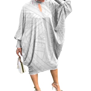 Hot Sale Weiß Custom Design Fledermaus Ärmel <span class=keywords><strong>Prom</strong></span> Samoan Puletasi Tribal Kaftan Kleider Vintage Polynesian Plus Size Kleid Röcke - Product Image 1