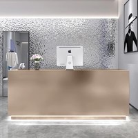Bureau moderne en acier inoxydable Design Silver Hotel Réception Bureau de caissier de salle de sport et à diverses fins commerciales.