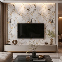 Revêtement mural commercial WYRAX pour rénovation intérieure de bureaux, feuille de PVC UV effet marbre beige travertin, 4x8 pieds, 5mm