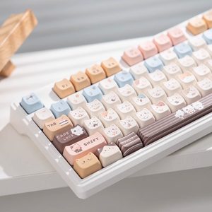 Tastiera Meccanica RGB Personalizzata YG102 a Tripla Modalità con Vari Tipi di Keycaps Cartoon MOG/Mao, Personalizzata per Ragazze e Uso in Ufficio - Product Image 4