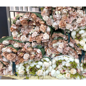 Customized Handmade Silk Roll up <b>Artificial</b> Peony Rose <b>Flower</b> <b>Wall</b> Backdrop 8ft X 8ft for Autumn Colors Event Decoration - Product Image 3