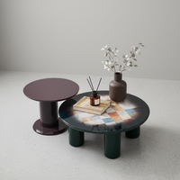 Table basse en bois moderne vintage Wabi Sabi pour la maison, le restaurant, l'hôtel, le salon, l'école, avec pieds en forme de pilier, dernier design