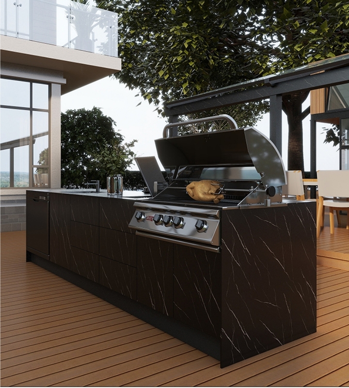 Modern Luxury Black I Shaped Island