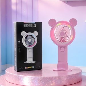 Heiß begehrter, farbenfroher Tischventilator mit Beleuchtung, Mini-Akku-Handventilator, tragbarer Mini-Ventilator mit Handyhalterung - Product Image 5