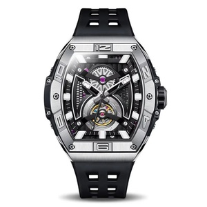 Montre analogique mécanique automatique de luxe pour homme, marque haut de gamme, populaire pour les affaires, OEM, avec bracelet en caoutchouc et boîtier ovale en acier inoxydable - Product Image 1