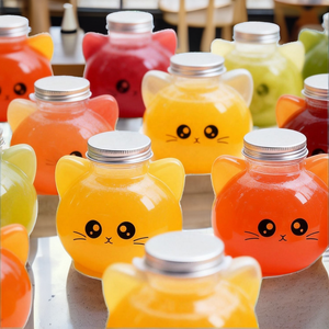Wholesale Disposable 500ml <b>Cat</b>-shaped PET Plastic Bottles and Cups for <b>Milk</b> Tea Juice Mineral Water Soda & Coffee - Product Image 2