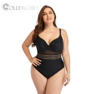 고품질 플러스 사이즈 블랙 원피스 비키니 수영복 비치웨어 - Product Image 1