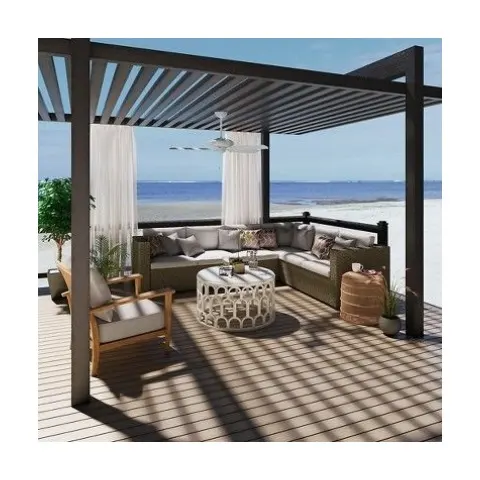 Modern tasarım biyoiklim bahçe binaları su geçirmez panjur çatı açık alüminyum elektrikli 4x6 Pergola
