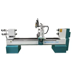 Double axis wood lathe machine for wood broaching and twisting