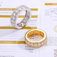 Bague de Mariage et de Fiançailles en Haute Joaillerie, Argent Sterling 925, Diamant Moissanite VVS Couleur D, Hommes, Bagues Alliance Éternité en Or 18K