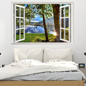 Calcomanías de <span class=keywords><strong>pared</strong></span> de paisaje <span class=keywords><strong>3D</strong></span> nuevas transfronterizas al por mayor <span class=keywords><strong>para</strong></span> sala de estar se puede quitar ventana decorativa pegatina de <span class=keywords><strong>pared</strong></span> personalizada - Product Image 4