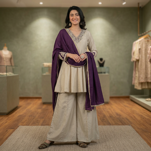 เปิดตัวชุดแต่งกายสำหรับปาร์ตี้ดีไซน์ใหม่สุดสวย sharara plazzo และ Dupatta สไตล์แฟนซีใหม่ - Product Image 1