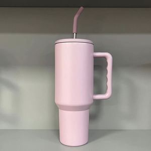 Travel Car H3.0 <b>Handle</b> <b>Tumbler</b> 40oz Double Wall Vacuum Mug Lid <b>Straw</b> Anti-Slip OEM Custom Logo - Product Image 3