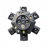 Luz de discoteca estroboscópica DMX LED de 6 brazos tipo ojo de abeja, 150W RGBW, láser, con control remoto y cabezal móvil para bodas y parques temáticos