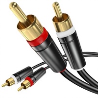 Câble audio AUX 3,5 mm vers double RCA, conducteurs en cuivre sans oxygène, connecteurs mâle-femelle, qualité audiophile