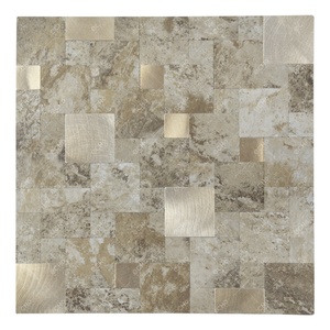 Brown Peel-and-stick-<b>tile</b> Stone Look square Waterproof Peel and Stick Kitchen <b>Backsplash</b> Mosaic - Product Image 1