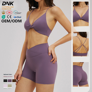 TZ5544-1 Set da 2 Pezzi: Reggiseno Sportivo Sexy con Design a Torsione e Leggings a Vita Incrociata a V, Completo da Yoga e Fitness per Donne - Product Image 1