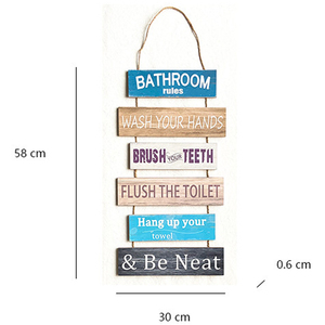 American Rustic Home Decor Badezimmer Regel Zeichen Sublimation Große 7 Stück Hängende MDF Holzplatz Familie Badezimmer Regel Zeichen - Product Image 6