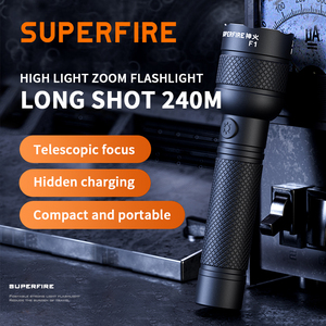SUPERFIRE Mini Aluminiumlegierung Wasserdichte USB-Aufladbare LED-Taschenlampe 240M Reichweite Zoombar Hochkompakte EDC-Taschenlampe - Product Image 1