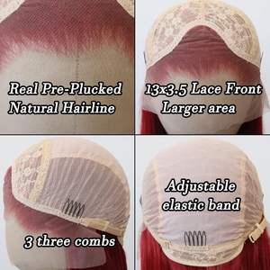 Perruque synthétique en fibre Lace Front, texture Kinky Straight, douce, multicolore, résistante à la chaleur, avec racine naturelle, pour femmes noires - Product Image 5