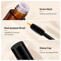 Flacon cylindrique en verre ambré vide de 10 ml, tube de mascara et d'eye-liner double embout avec bouchon et brosse