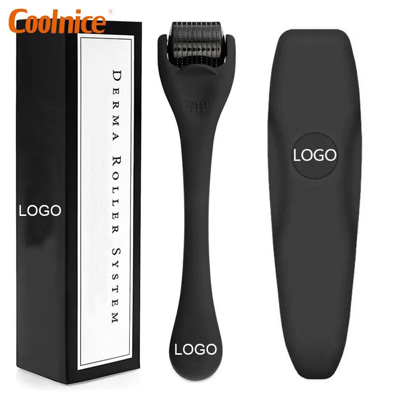 Matte Black Derma Roller Dermaroller 05 for Face Body Beard Hair Growth Titanium Dermaroller Beard Roller for Men and Women