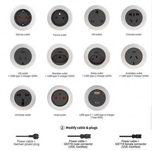 54mmシングルパワーSchukoドイツフランス電源コンセントラウンドグロムメットソケット/オフィス家具デスクトップEUパワーラウンドソケット - Product Image 6