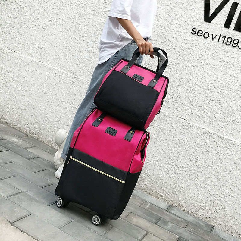 Rose red universal wheel set (can be carried on both shoulders)