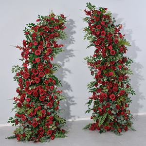 Guangqianfeng decorazione di san valentino piante verdi rosso scuro corno fiore artificiale finto arco di nozze proposte di fidanzamento - Product Image 3