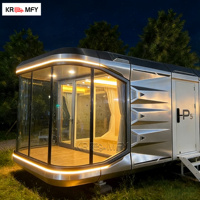 Casa Contenedor Expandible de 30 pies, Diseño Contemporáneo Tipo Cápsula Espacial, con Diseño Impermeable, Casa Modular de Lujo con Sala de Estar