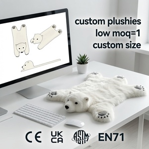 Tapis en peluche <span class=keywords><strong>ours</strong></span> polaire à poils longs, jouet en peluche Kawaii personnalisé, prix d'usine, mini peluches adorables pour la décoration intérieure - Product Image 1