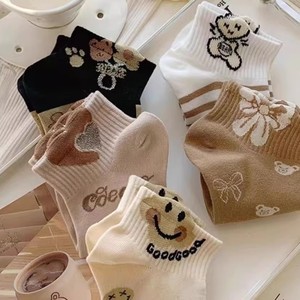 Cute Cartoon Bear Ankle Socks Women Spring Summer Thin Style Anti Bacterial Sweat Absorbing Casual Boat Socks - Product Image 4