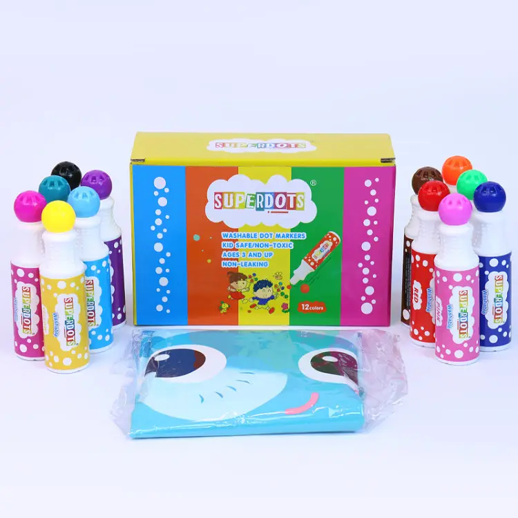 kids education toys DIY Washable Dot Marker, 12 colors Non-Toxi erasable graffiti pen toddler bingo dabber stationery gift