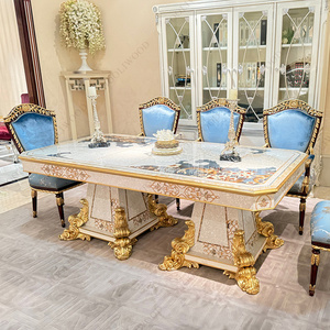 Cổ Điển Sang Trọng Nghệ Thuật Vỏ Gỗ Veneer Inlay Vàng Khắc Chân Thiết Kế Sang Trọng Bàn Ăn Với Cho Ngôi Nhà Sang Trọng Biệt Thự Khách Sạn - Product Image 3