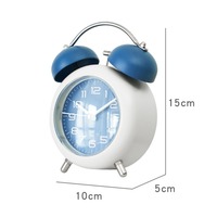 Réveil simple de style coréen, mouvement silencieux, cadran haute définition, cloche métallique, veilleuse douce, horloge analogique