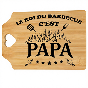 Planche à découper rectangulaire en bambou PAPA Text Flames Stars Design - 1 cm d'épaisseur Origine Chine - <span class=keywords><strong>Cadeau</strong></span> de fête des pères pour papa fils fille - Product Image 1