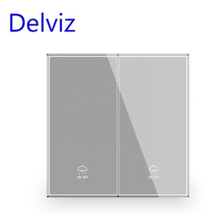 Delviz แผงกระจกคริสตัลสีเทา,AC 110V ~ 250V,ตัวควบคุมปุ่มกดไฟ,สวิตช์ไฟติดผนัง2way แบบมาตรฐานของสหราชอาณาจักร<span class=keywords><strong>2</strong></span>ดวง16A - Product Image 4