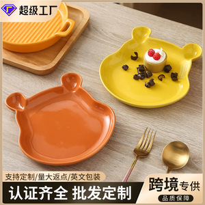 Platos infantiles bonitos, platos de cerámica con diseño de oso de dibujos animados, platos para pasteles y postres, platos para el té de la tarde, Navidad - Product Image 3