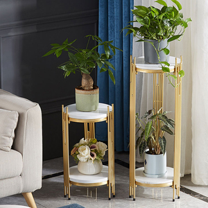 <span class=keywords><strong>Support</strong></span> à fleurs en marbre, échelle à 2 niveaux, étagère intérieure pour mariage, <span class=keywords><strong>support</strong></span> en métal <span class=keywords><strong>haut</strong></span> doré, designs d'affichage, pot de fleurs, <span class=keywords><strong>support</strong></span> à plantes - Product Image 1