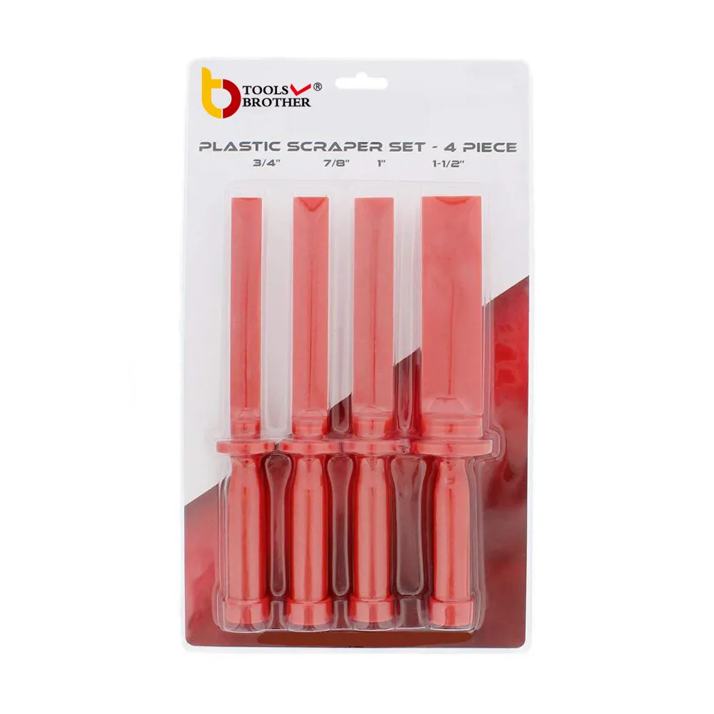 Set di scalpelli in plastica rossa da 4 pezzi strumento per la rimozione del peso della ruota raschietto per scalpello in plastica Super Grip Non Marring