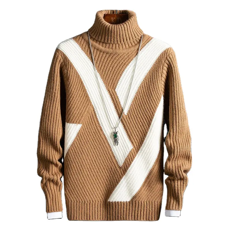 Custom Winter High Street Sweaters Lines Pullover Long Sleeve Crew Neck Men's Knitted Sweaters