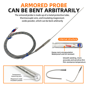 Nhiệt độ cao 0-350c điều khiển cảm biến không gỉ bện vít thăm dò k loại cặp nhiệt điện cảm biến nhiệt độ - Product Image 5