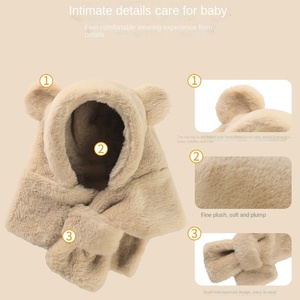 Mttuzg — chapeau de Protection contre le froid pour bébé, une pièce, couvre-oreilles épais, ensemble écharpe, couleur unie, chapeau chauffant, couvre-oreilles pour enfants - Product Image 5