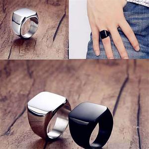 แหวนสแตนเลส316L สำหรับผู้ชายที่เป็นตราสัญลักษณ์เครื่องประดับแฟชั่นพร้อมโดมสีดำเงินชุบทองสำหรับนาฬิกาปลุกความกว้างขนาดใหญ่แบบเหลี่ยม - Product Image 2