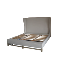 Offre Spéciale personnalisé Style Antique taille reine pin bois lit cadre haute qualité lin tissu moderne Design traditionnel stockage