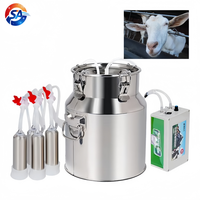 Máquina de Ordeño Eléctrica para Vacas y Ovejas con Cubeta de Silicona y Acero Inoxidable de 5L/10L/14L, 220V/110V, 1 Año de Garantía