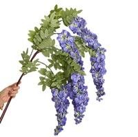 Fleurs artificielles suspendues de haute qualité 3 branches glycine artificielle pour plafond de mariage