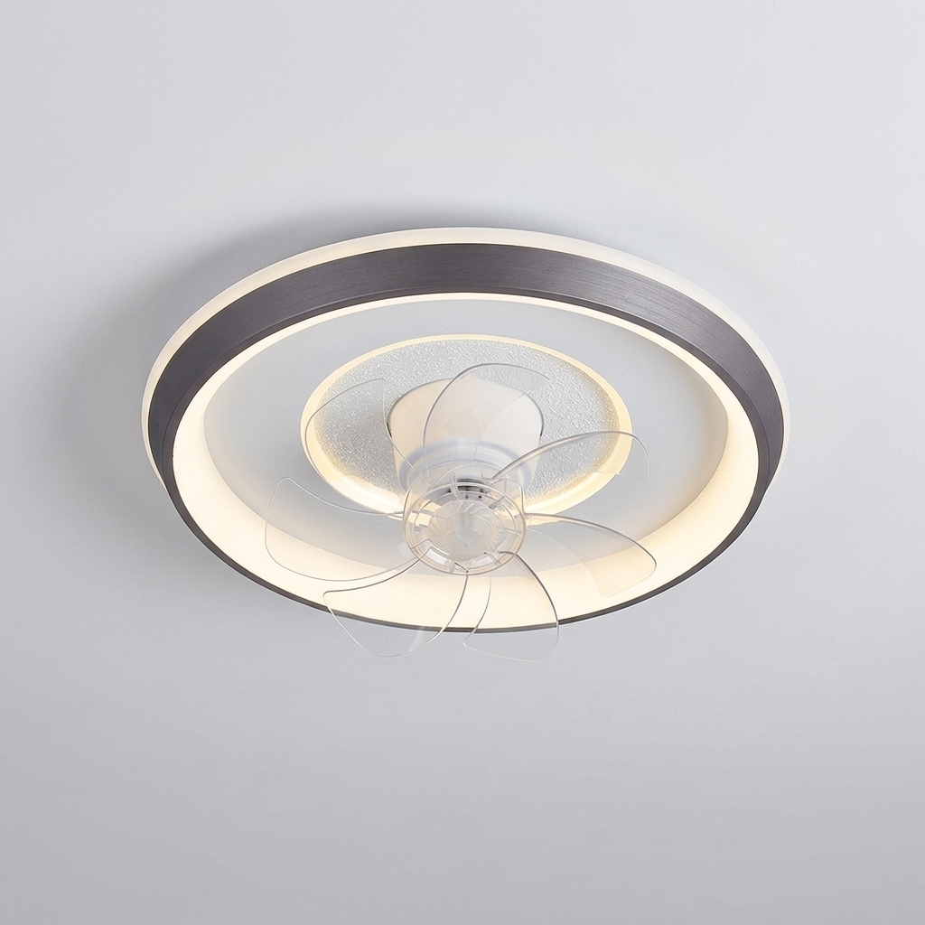 Modern Minimalist Bedroom & Living Room Ceiling Fan Lamp with Shaking Head Remote Control Stepless Dimming Ultra-Thin Design