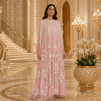 Robe longue ample de soirée pour femmes musulmanes, kaftan abaya à manches longues, broderie de perles, strass et paillettes